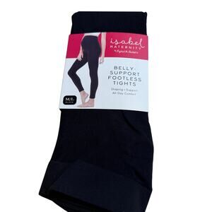 Isabel Maternity Black Belly Support Seamless Footless Tights - Size M/L - NWT